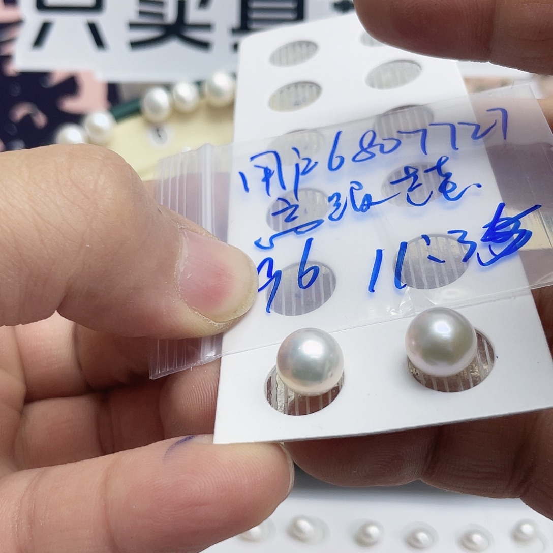 用***9银S925镶嵌淡水珍珠耳饰