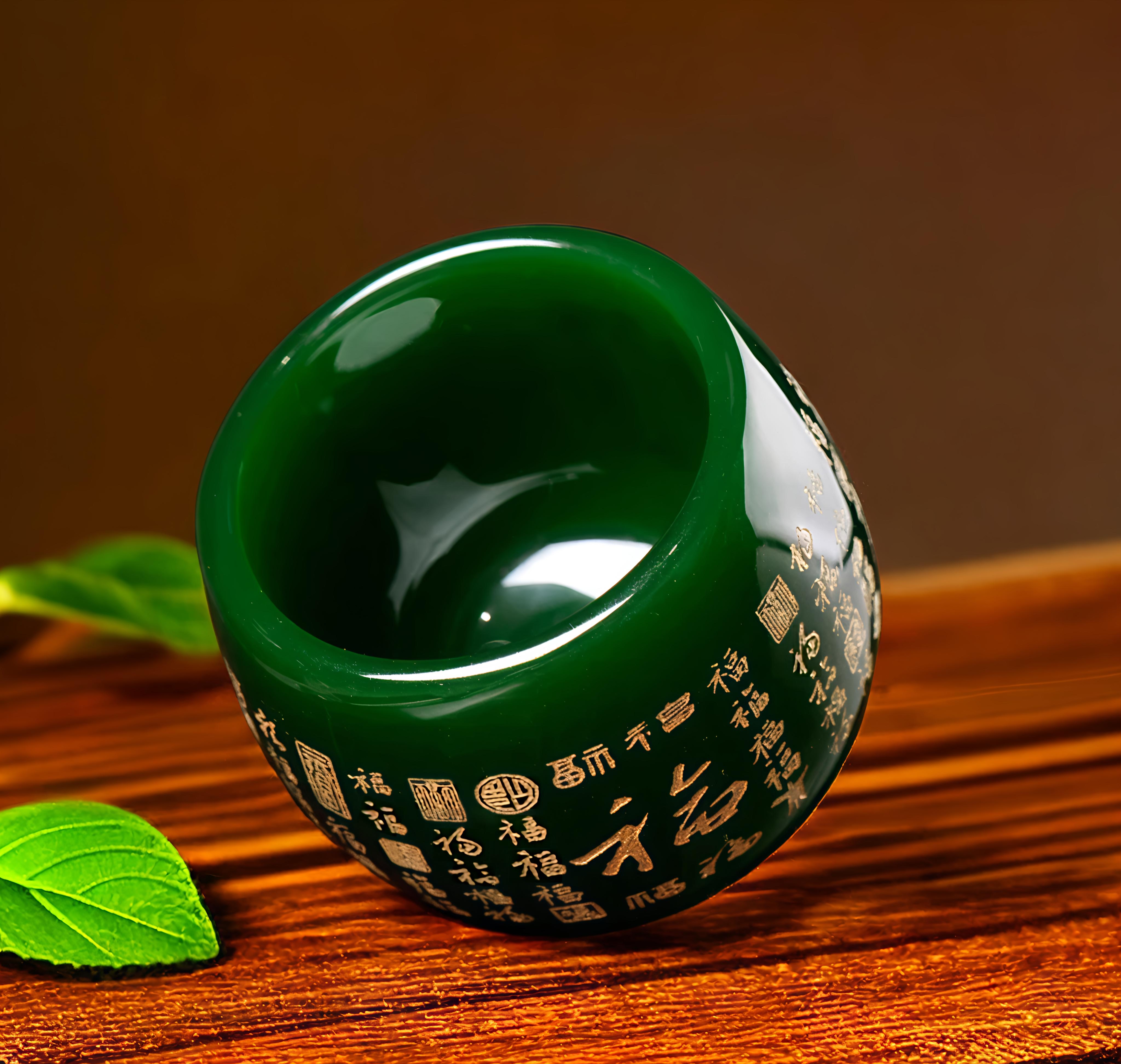 百福琉璃杯绿冰主人杯2