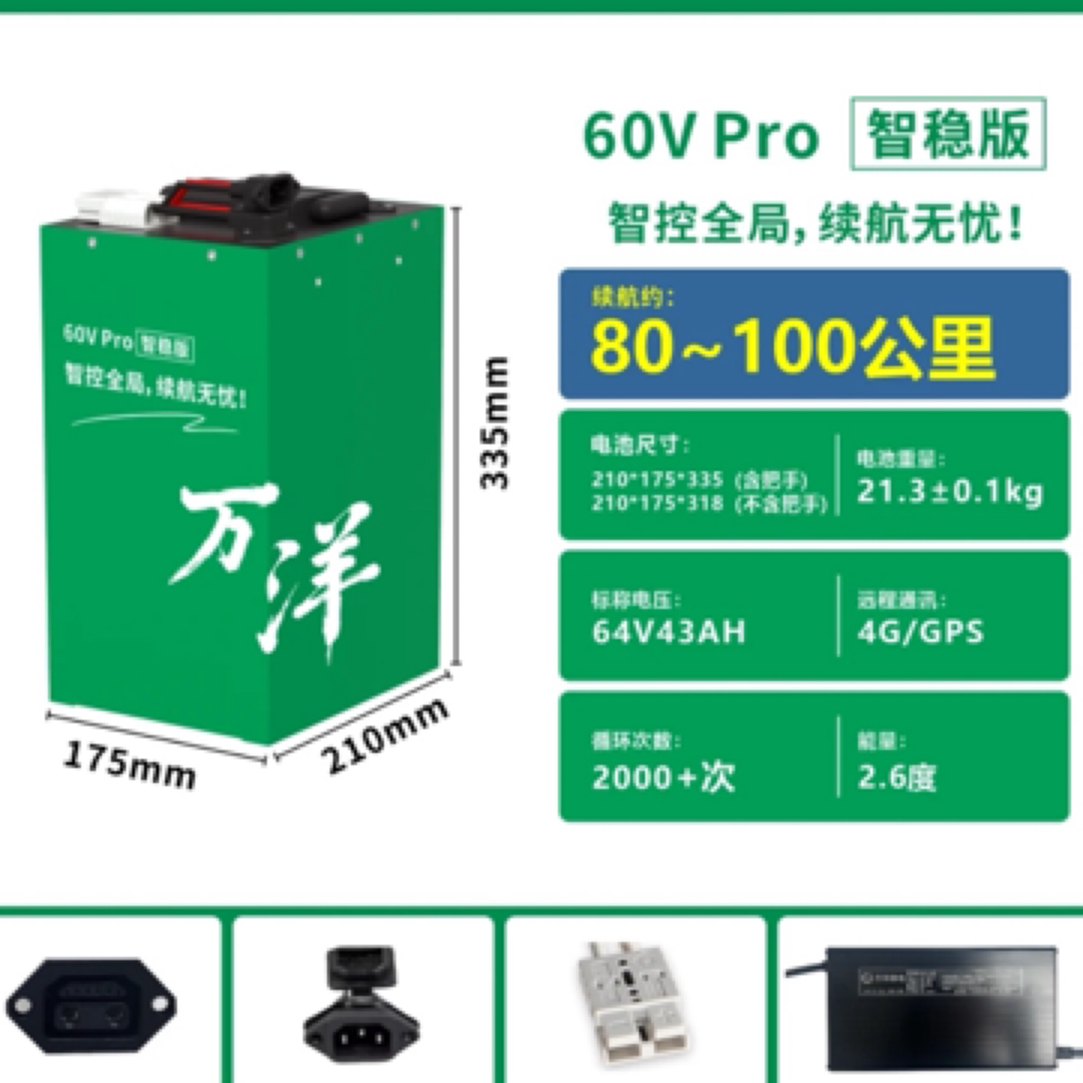 万洋锂电磷酸铁锂64V43AH菲尼基保护板60A外卖大锂电池