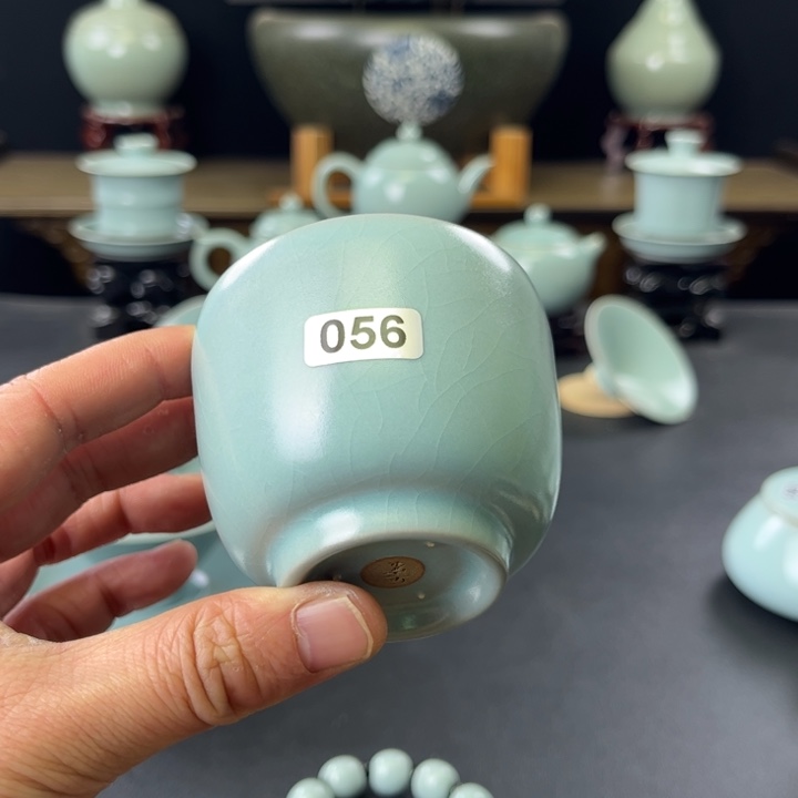 杯仿古釉汝官窑056号主人杯瑕疵捡漏