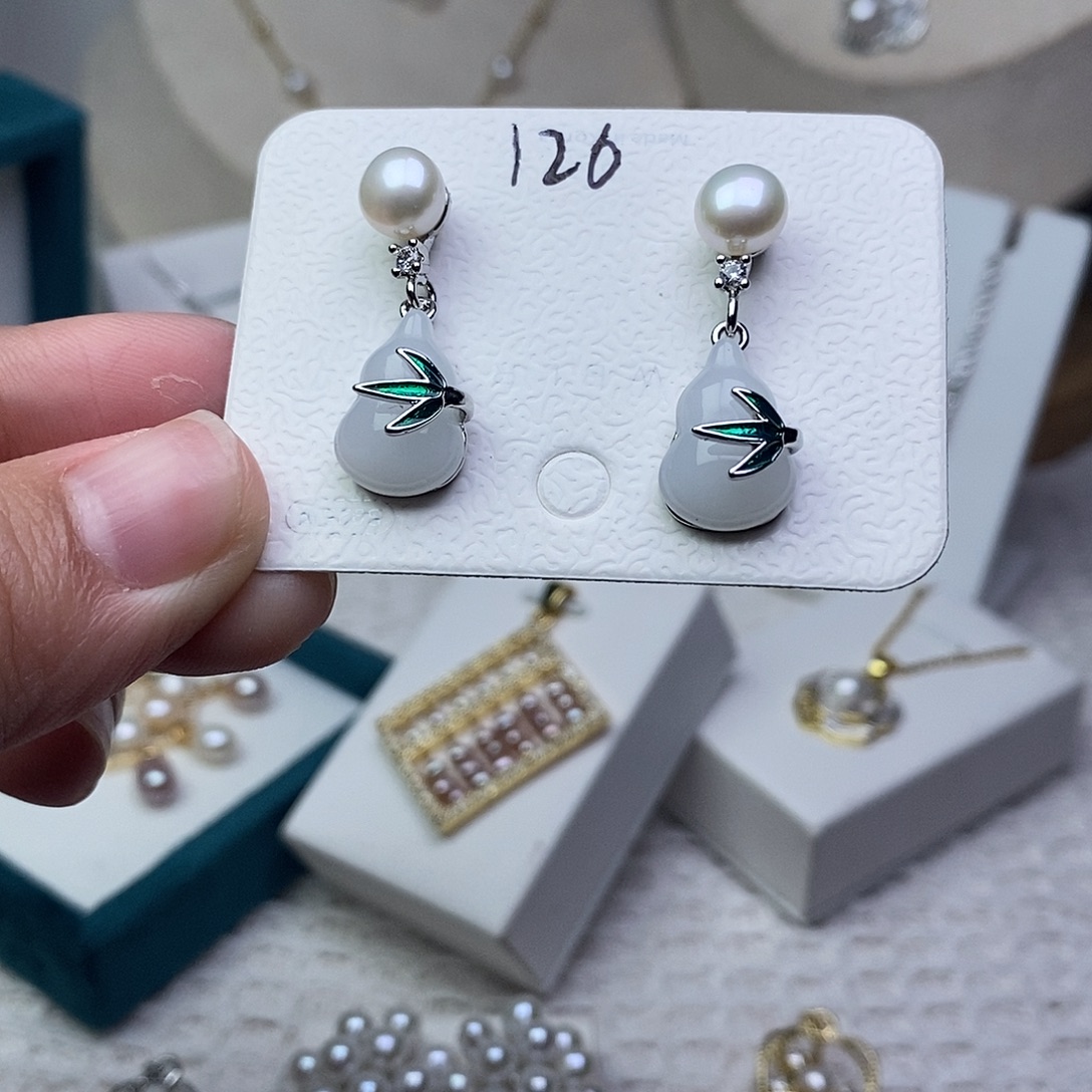 淡水珍珠耳饰银S925镶嵌