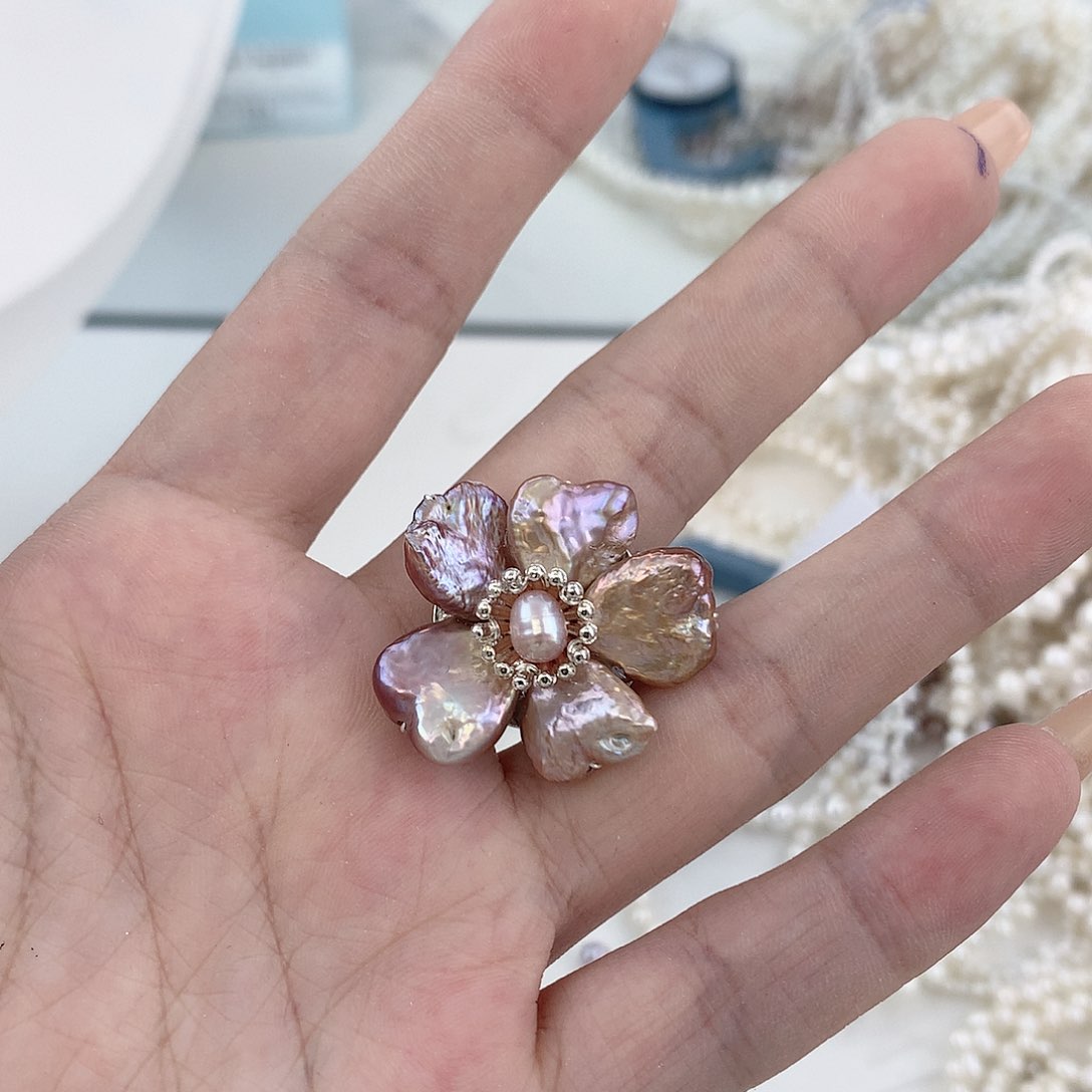 银S925镶嵌耳饰淡水珍珠爱心