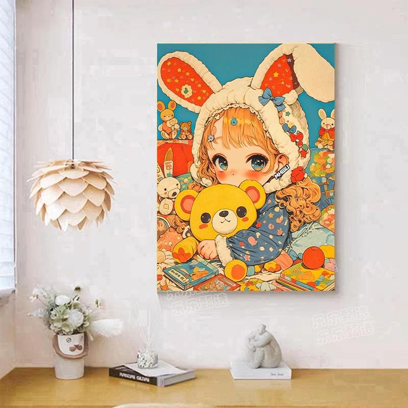 【乐乐甄选钻石画】圆钻满钻【兔子熊】可爱手工DIY装饰画