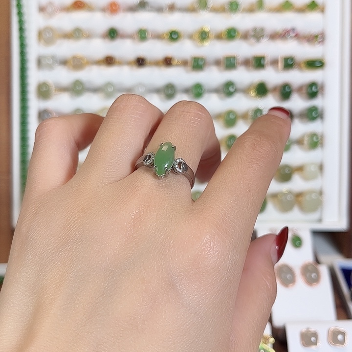 和田玉耳饰银S925镶嵌