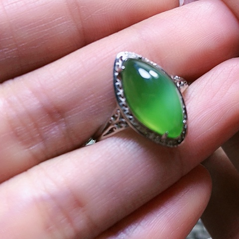 和田玉戒指银S925镶嵌