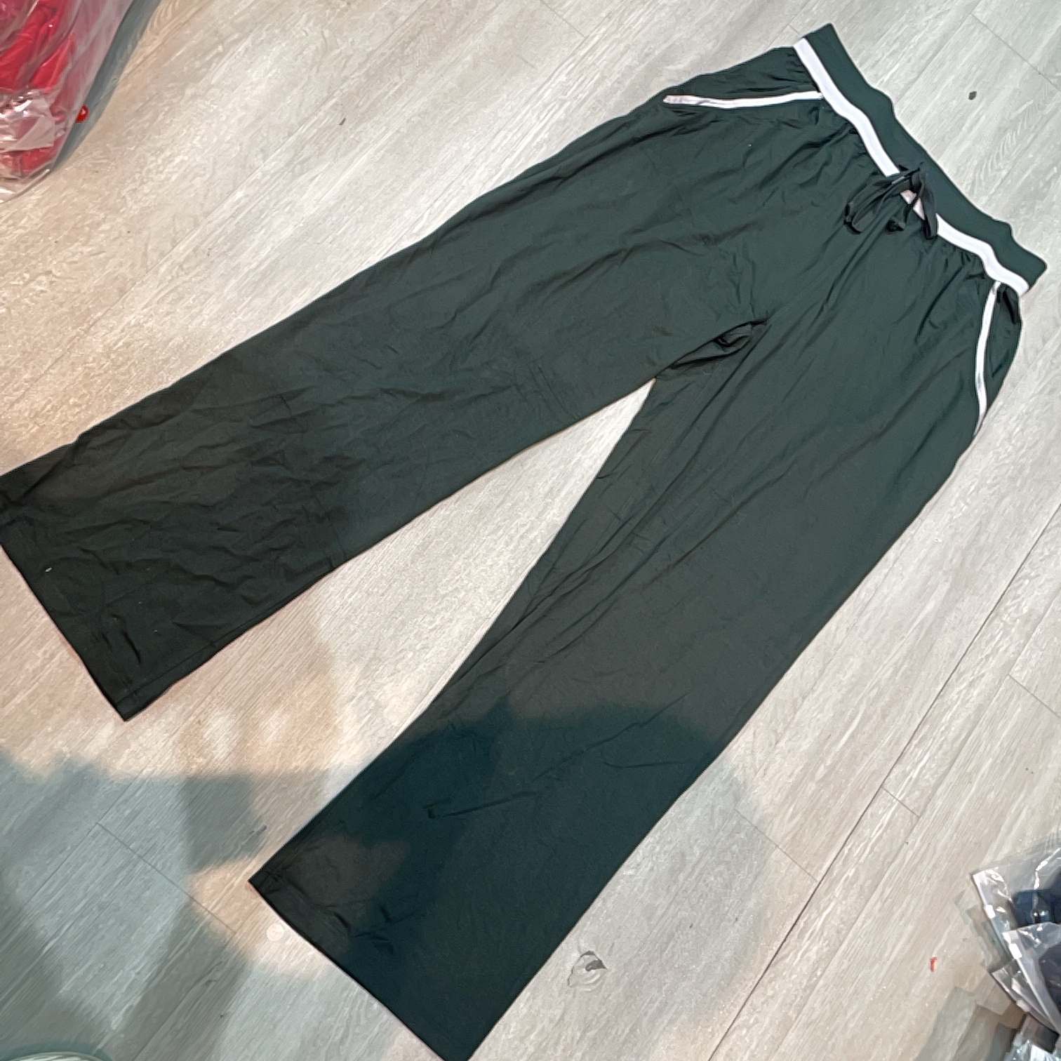 （丹巴渡）高腰时尚撞色抽绳休闲直筒打底裤-果梓014