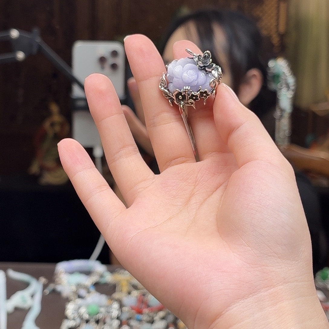 翡翠银S925镶嵌戒指翡翠戒指