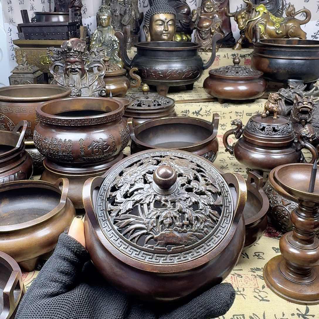 10公分熏香炉纯铜工艺品摆件