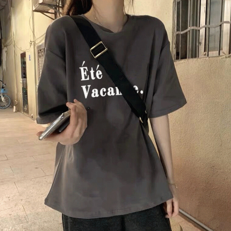 圆领短袖t恤女ins潮宽松韩版夏季2021闺蜜装半袖洋气减龄上衣服