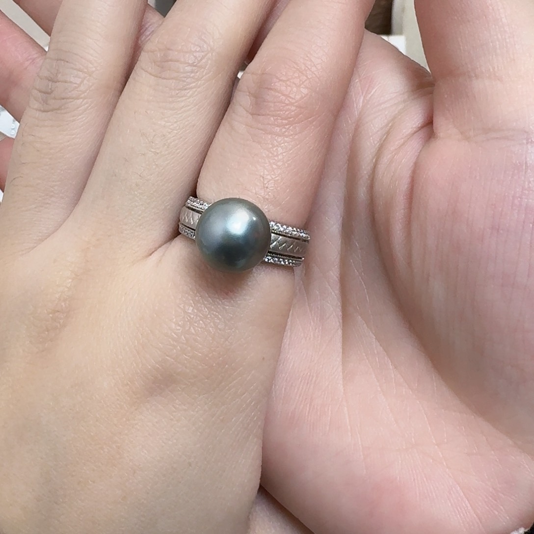 海水珍珠戒指银S925镶嵌