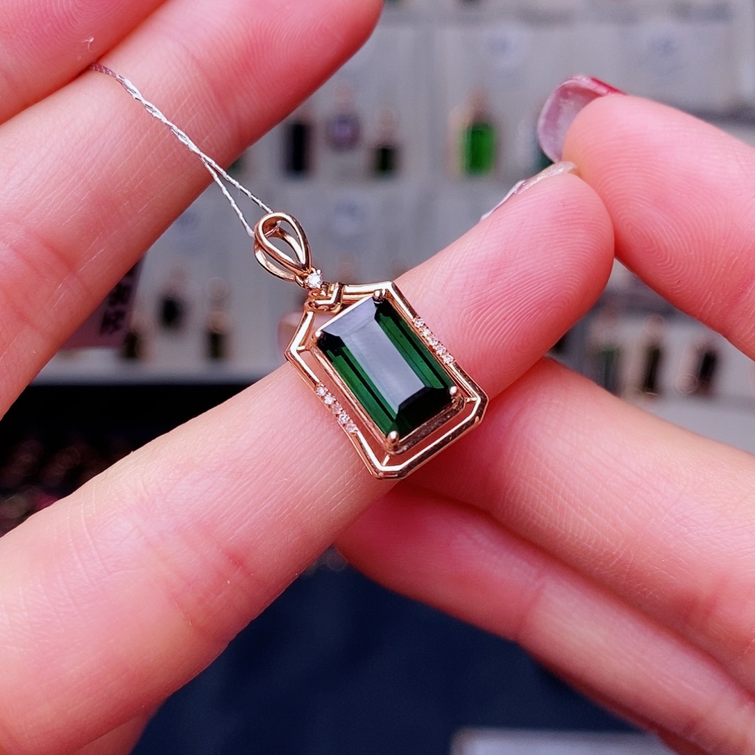 碧玺吊坠碧玺18K金镶嵌