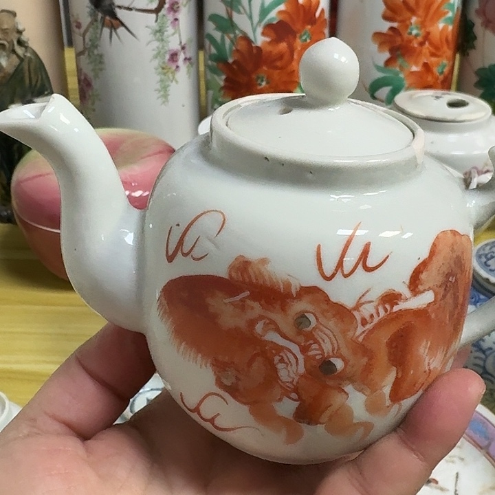 武***人狮子壶口沿有修品相如图