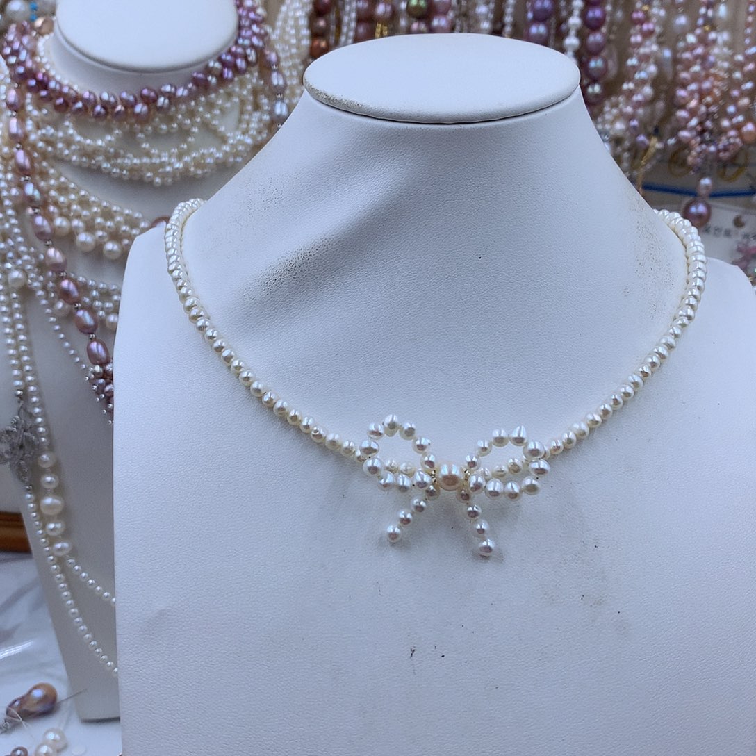 项链银S925镶嵌淡水珍珠