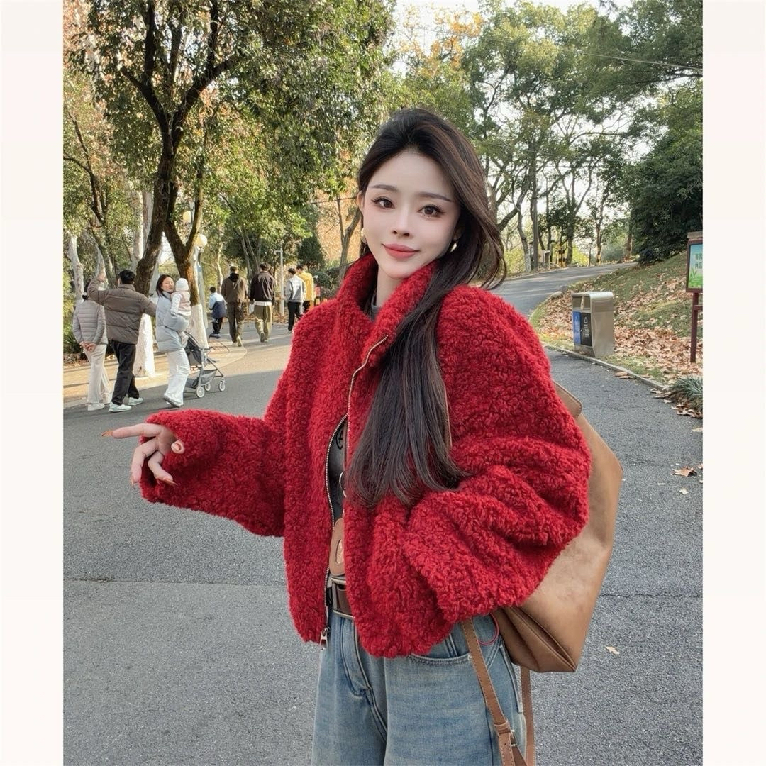 冬季新款立领保暖短外套小个子抽绳棉衣