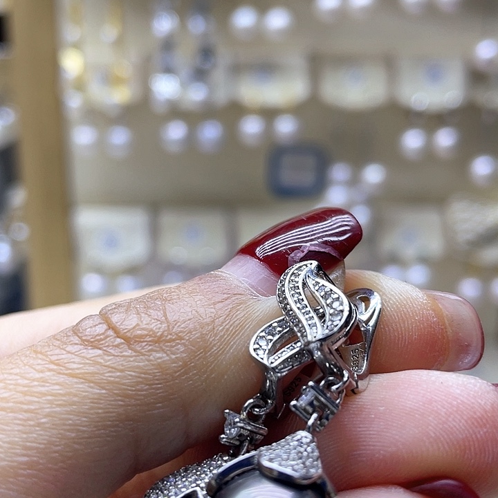 海水珍珠耳饰银S925镶嵌