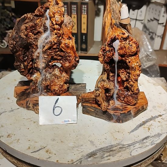 邵***铺泥塑6北沉香琥珀木天然造型山水摆件