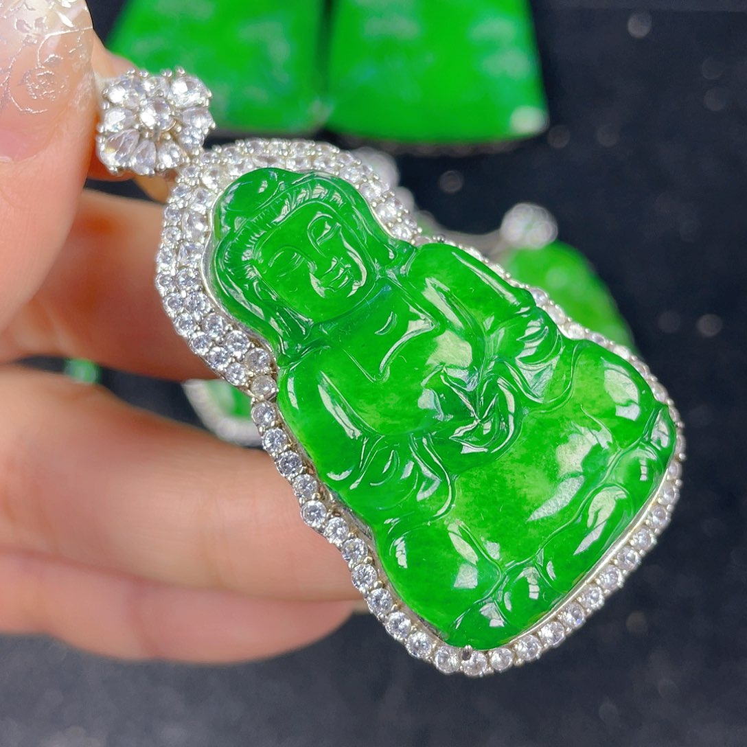 翡翠吊坠(不含链)银S925镶嵌