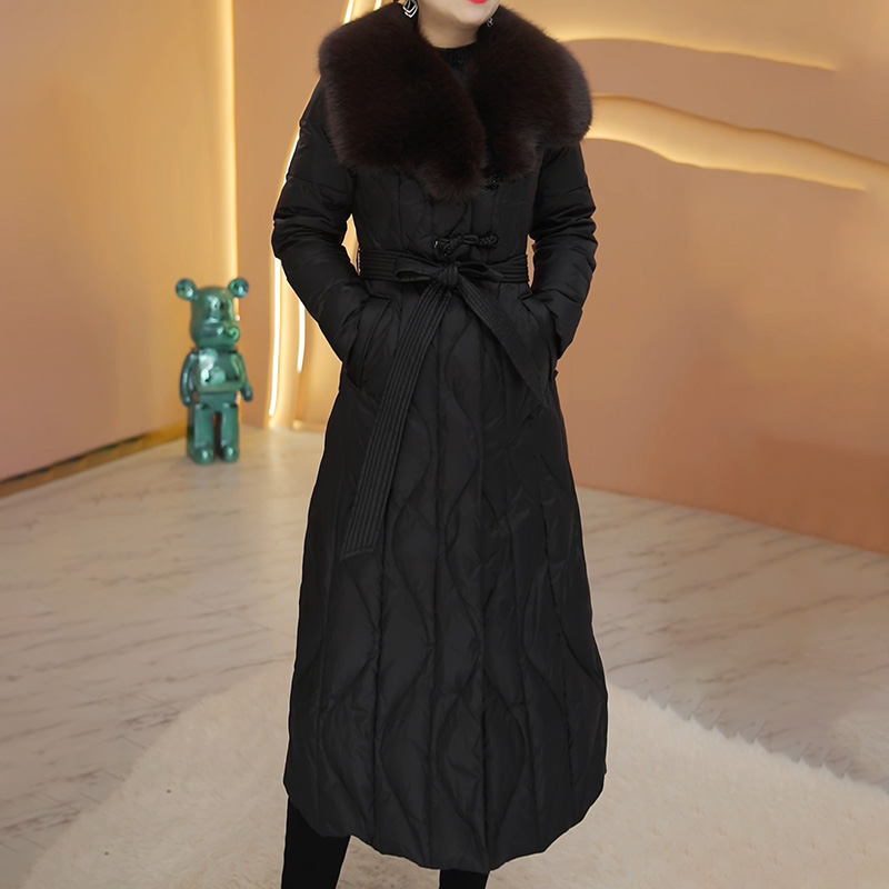 YDY24300冬季2025新款高端羽绒服时尚女长款过膝大码宽松加厚外套