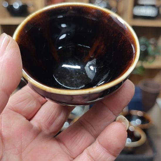 天然老黑釉斗笠盏