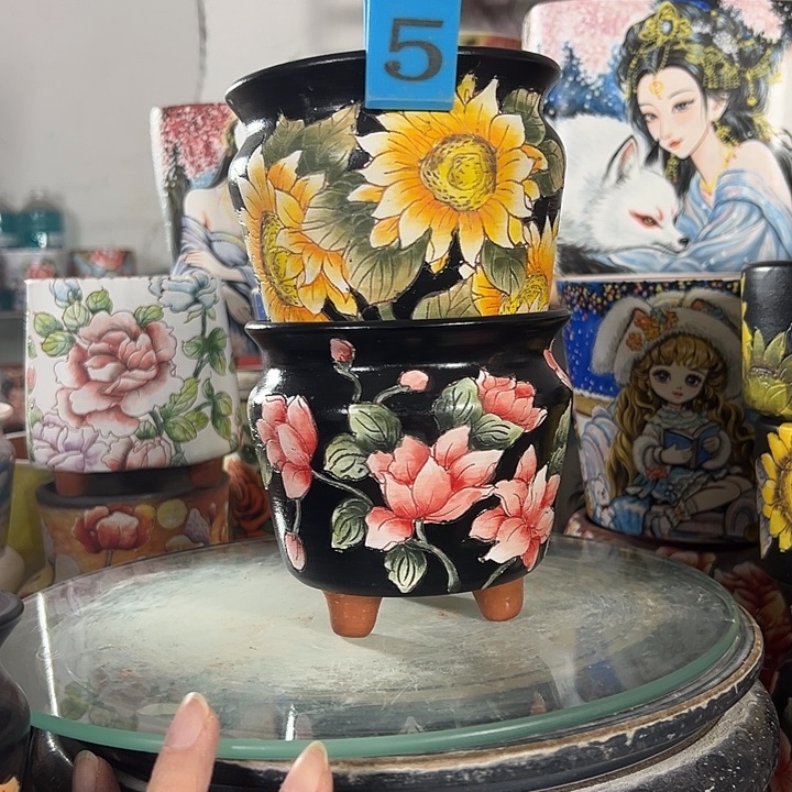 冰***茉景德镇手绘花盆性价比超高
