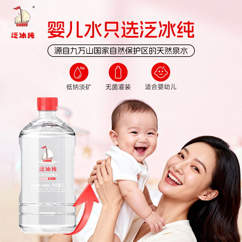 泛冰纯【母婴级】婴幼儿中国长寿市天然泉水宝宝泡奶饮用水1L*8整箱