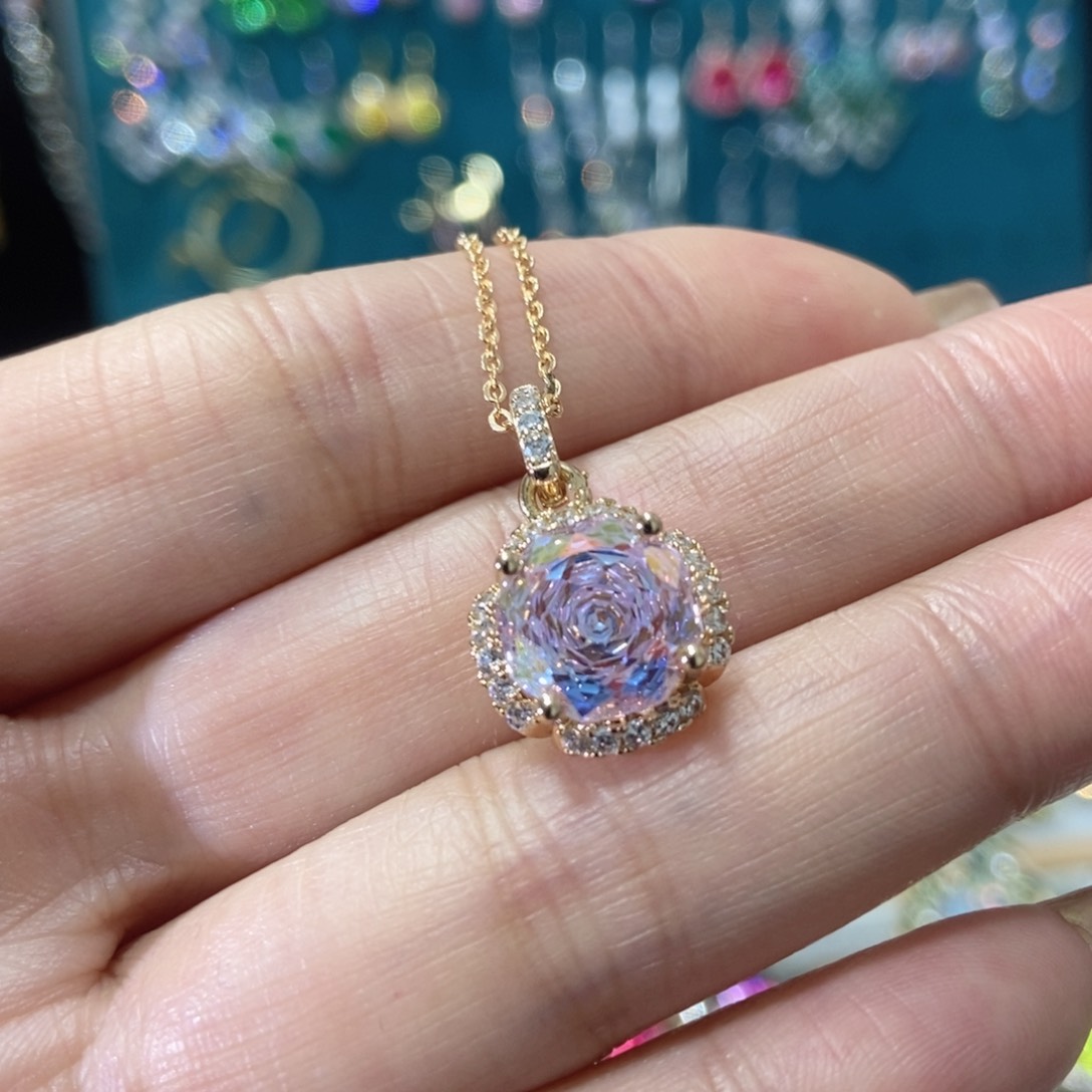 66锆石（处理）黄色玫瑰切吊坠