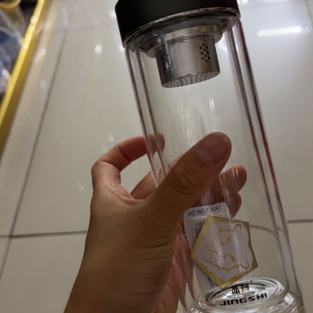 晶双层玻璃杯370玻璃杯橄榄绿色玻璃杯➕杯套