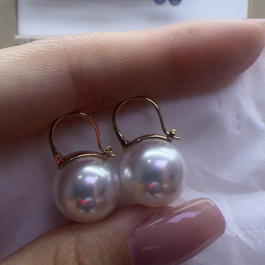 淡水珍珠耳饰18K金镶嵌