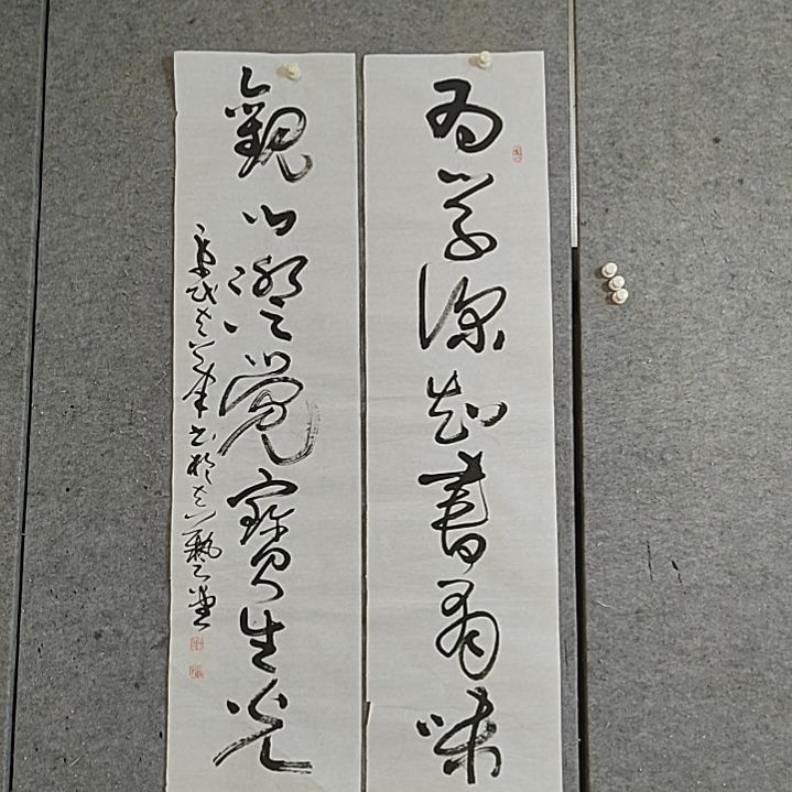 书法四尺对开。为学深知书有味