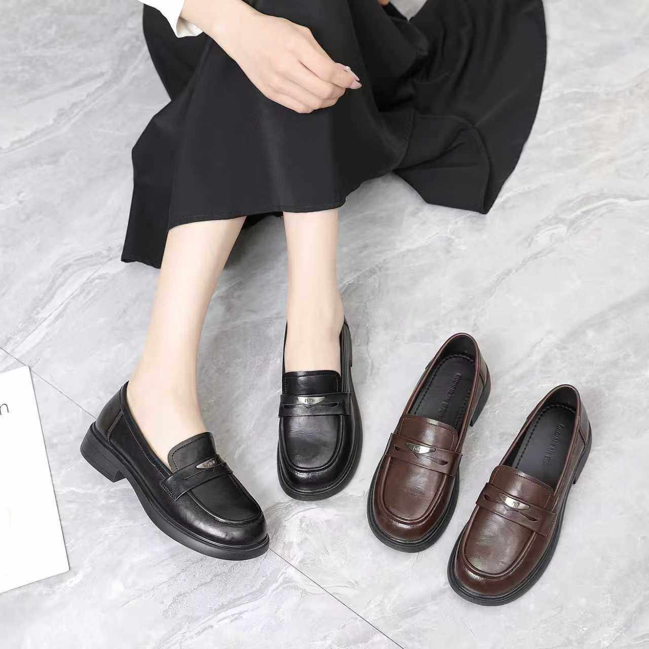 英伦风真皮乐福鞋2026年春季新款女鞋百搭舒适皮鞋休闲女鞋2602