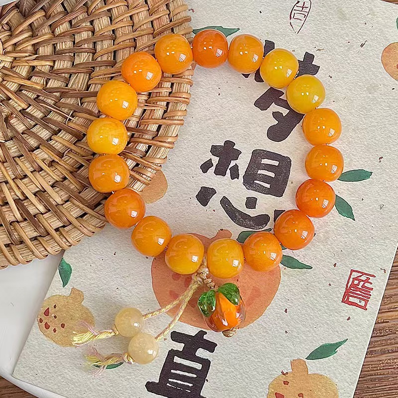 钛钢树脂手链 柿柿平安柿柿如意心想柿成单圈手串文玩佛珠爆款