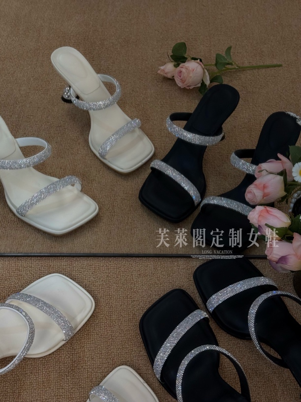 6.5cm重工凉鞋轻奢半拖凉鞋增高显瘦软底韩潮流时尚夏季细跟505-1
