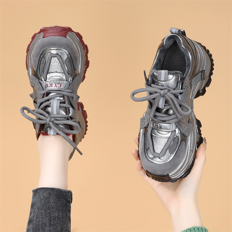 老爹鞋女款2025新款春秋款百搭增高厚底显脚小洋气休闲运动单鞋41