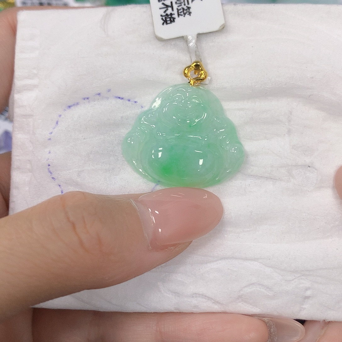 翡翠18K金镶嵌颈饰天然翡翠a货 百元以上9米证书费自理