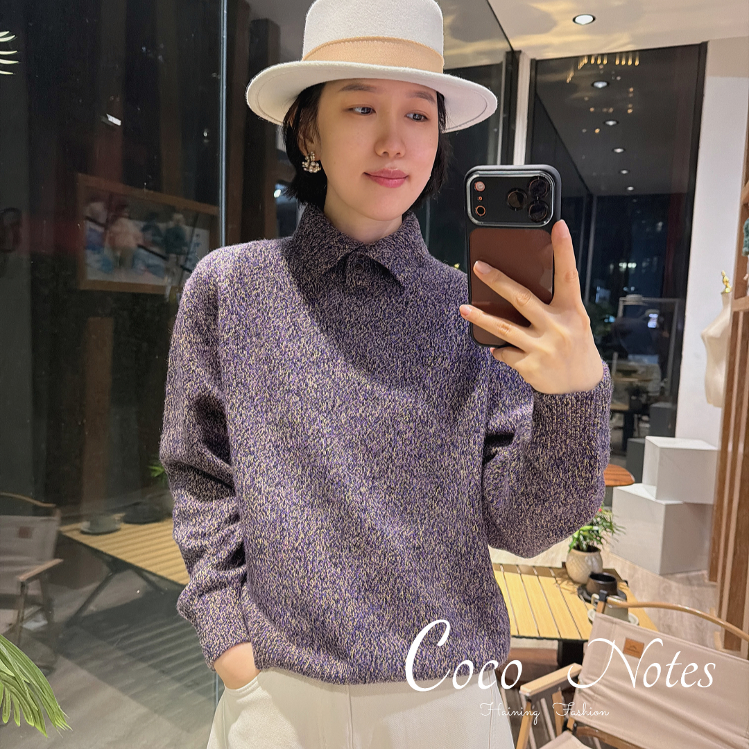 COCO NOTES YY5588邓肯纱全羊毛超柔软法系原创可翻可立领毛衣