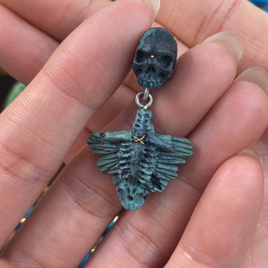 绿松石未镶嵌。分体骷髅