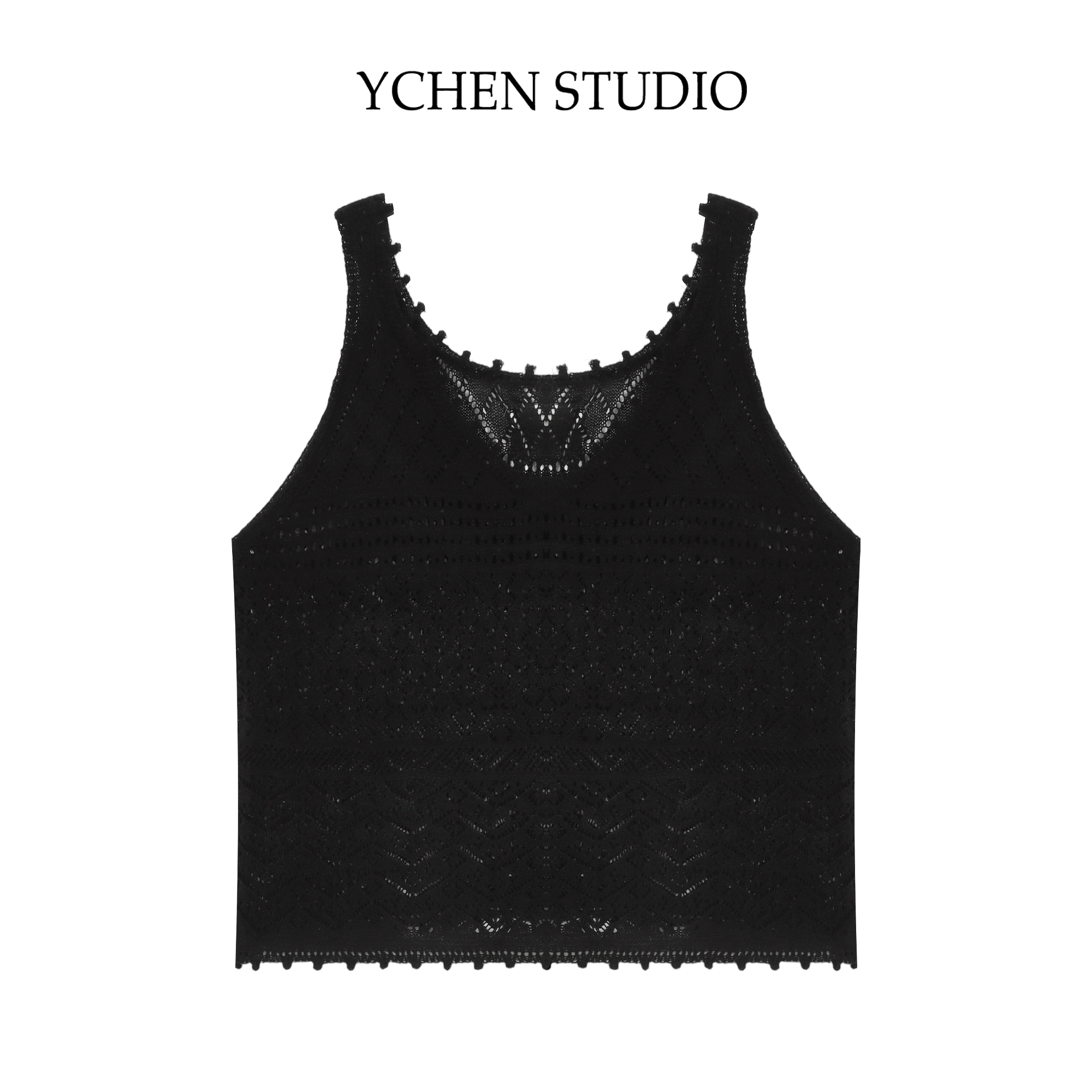 YCS 秋季新款韩系宽松镂空钩花针织马甲WZ0852YM