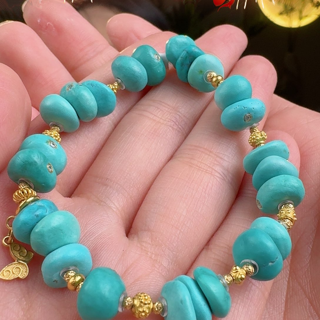 绿松石珠宝奇石18K金镶嵌