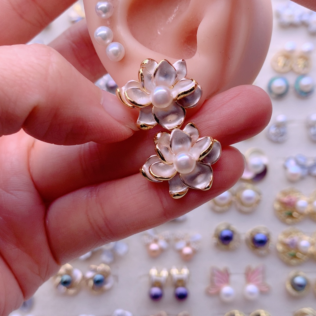 淡水珍珠耳饰合金