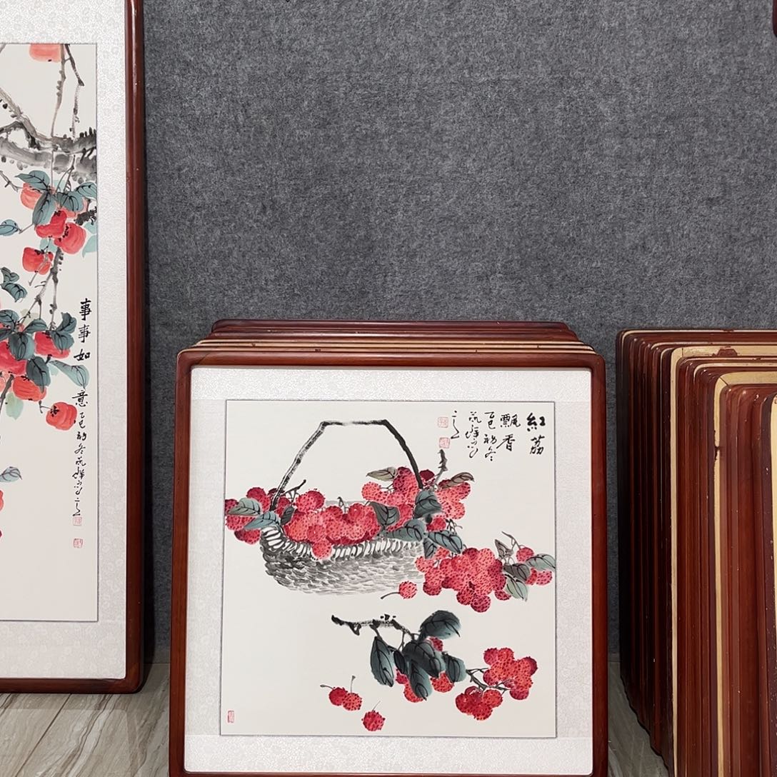 国画书画作品带框63×63