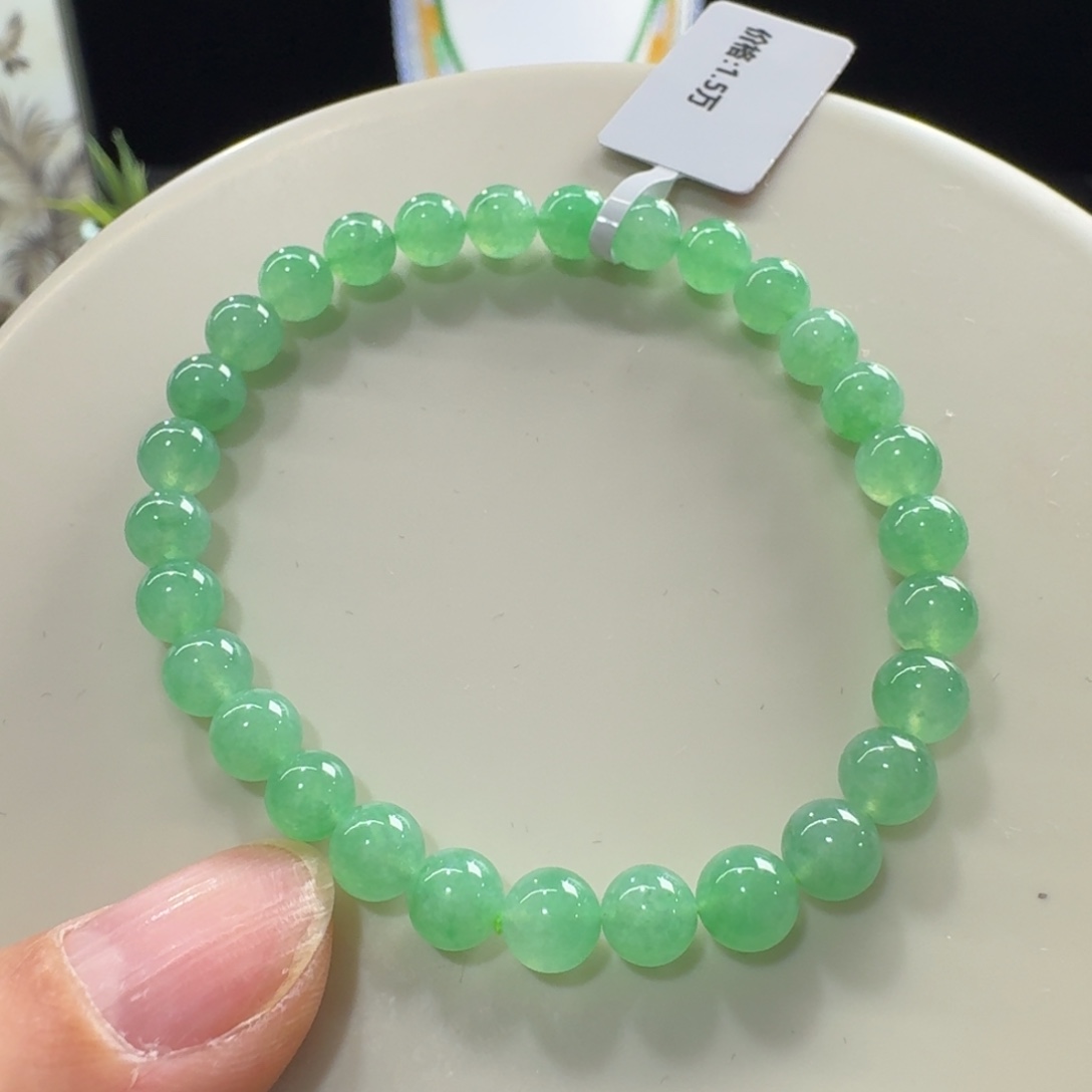 翡翠未镶嵌手链冰葡萄绿单圈6mm