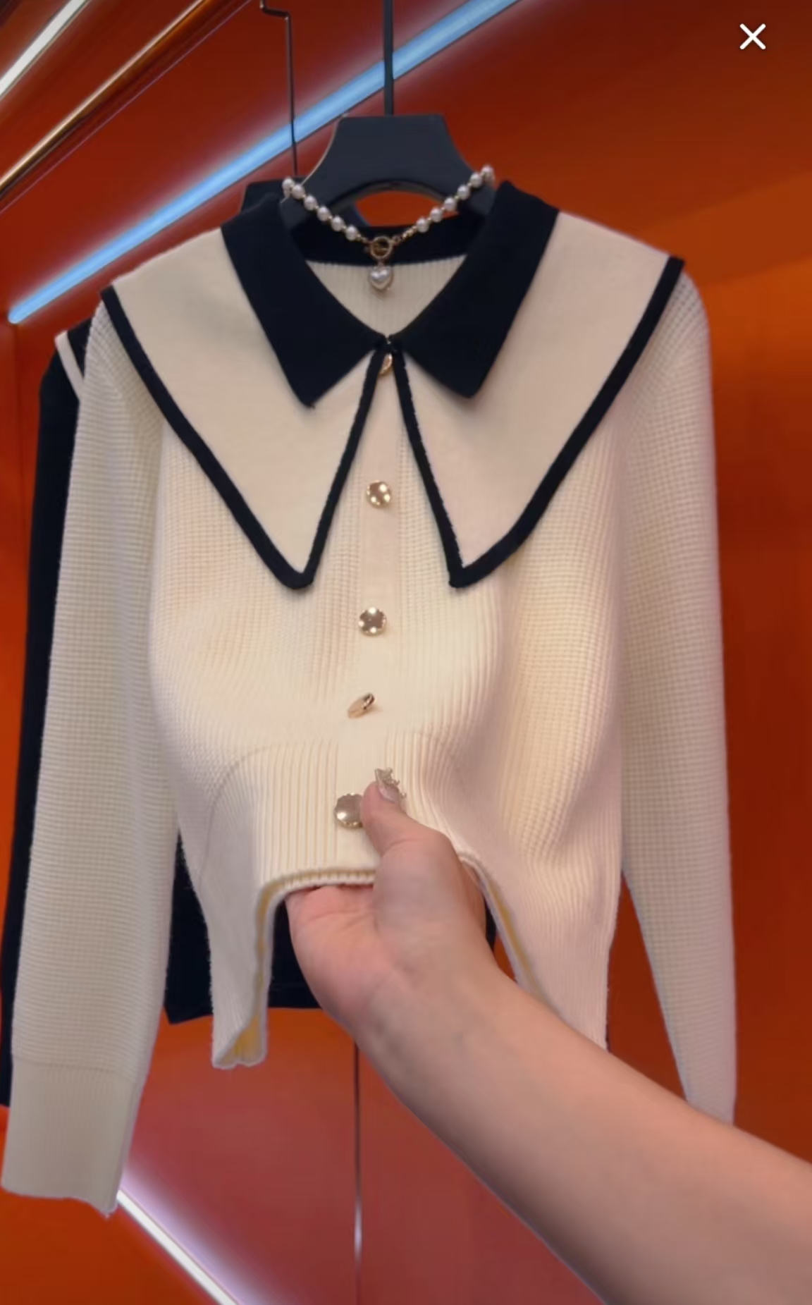 【定制大码女装80-200斤】小香风翻领气质撞色显瘦温柔开衫针织2031