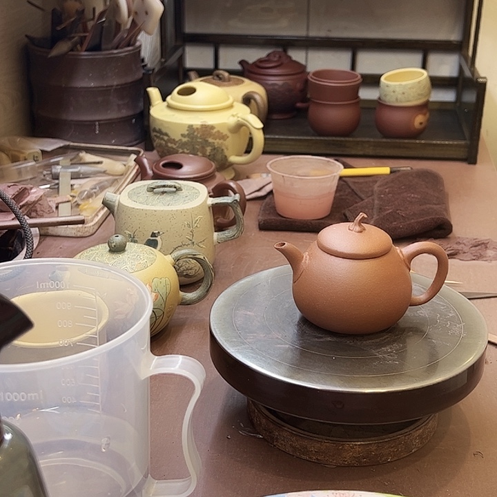 紫砂茶壶红降胖茄