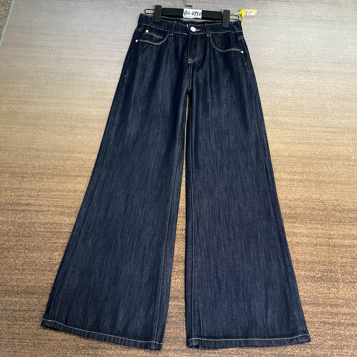 B3-6950 薄款 丹宁蓝美式小众个性超正大阔腿裤 普洗无弹（不退换）