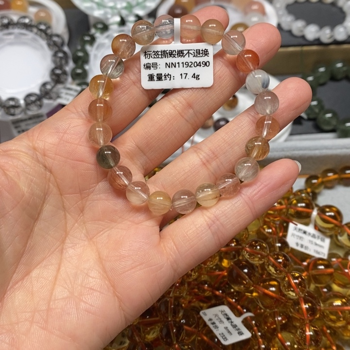 未镶嵌手链水晶彩兔毛