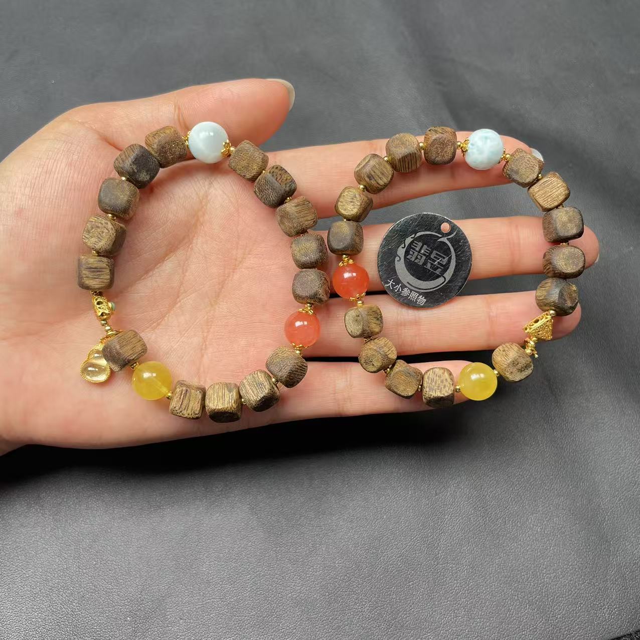 沉香39395T14-4N22-方糖沉香手串-约卡8+/约14颗 -多样性/发一件