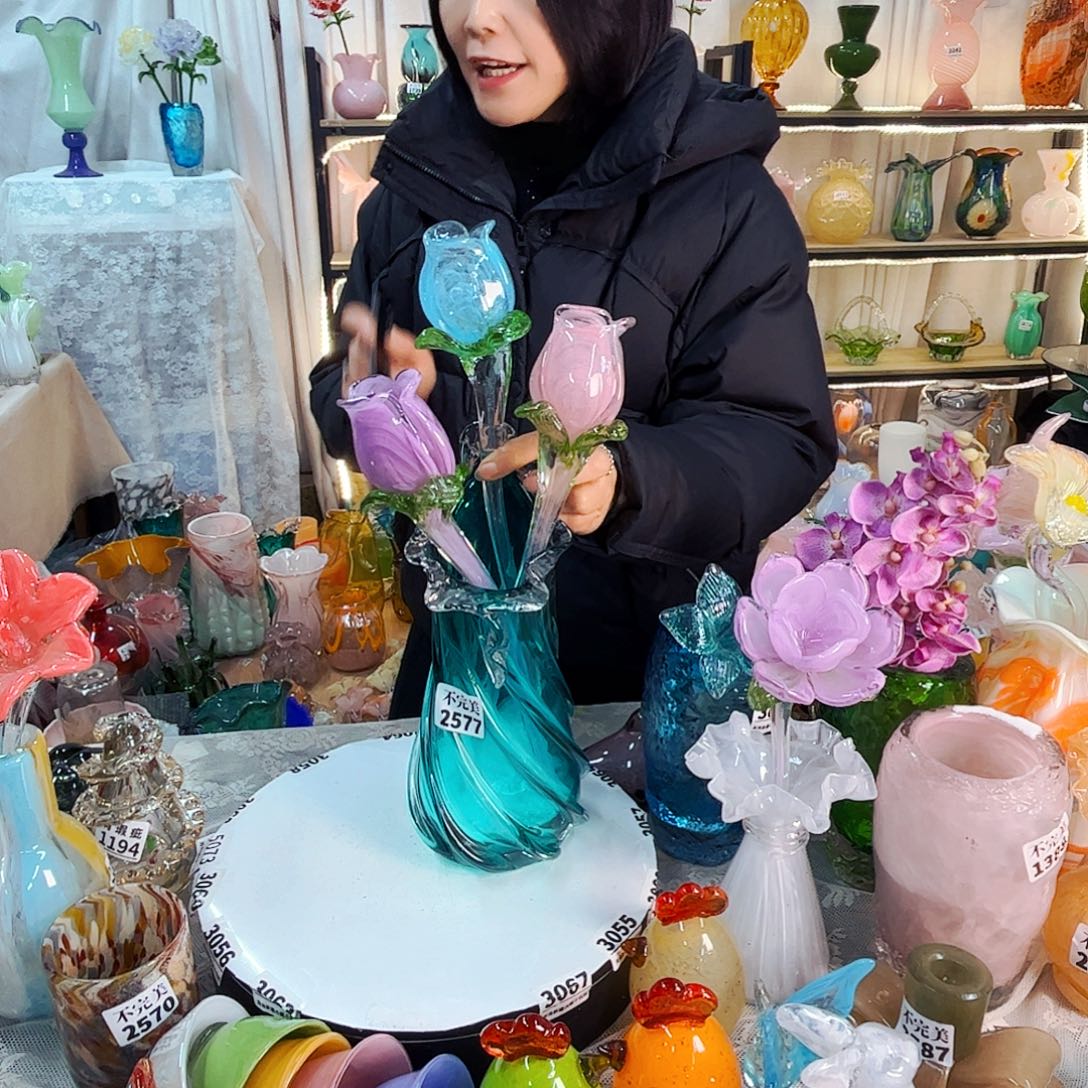 3花1瓶家悦美居琉璃摆件