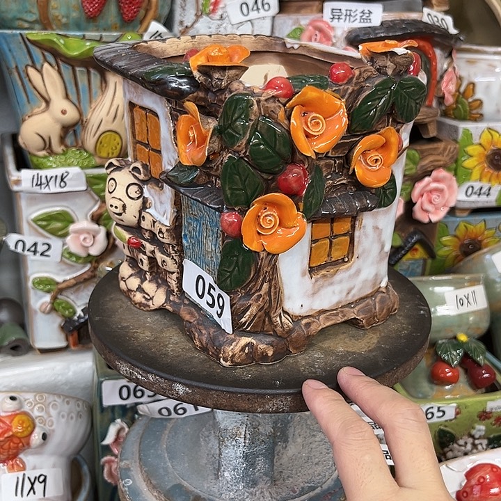 紫砂花盆粗陶材质多肉花盆