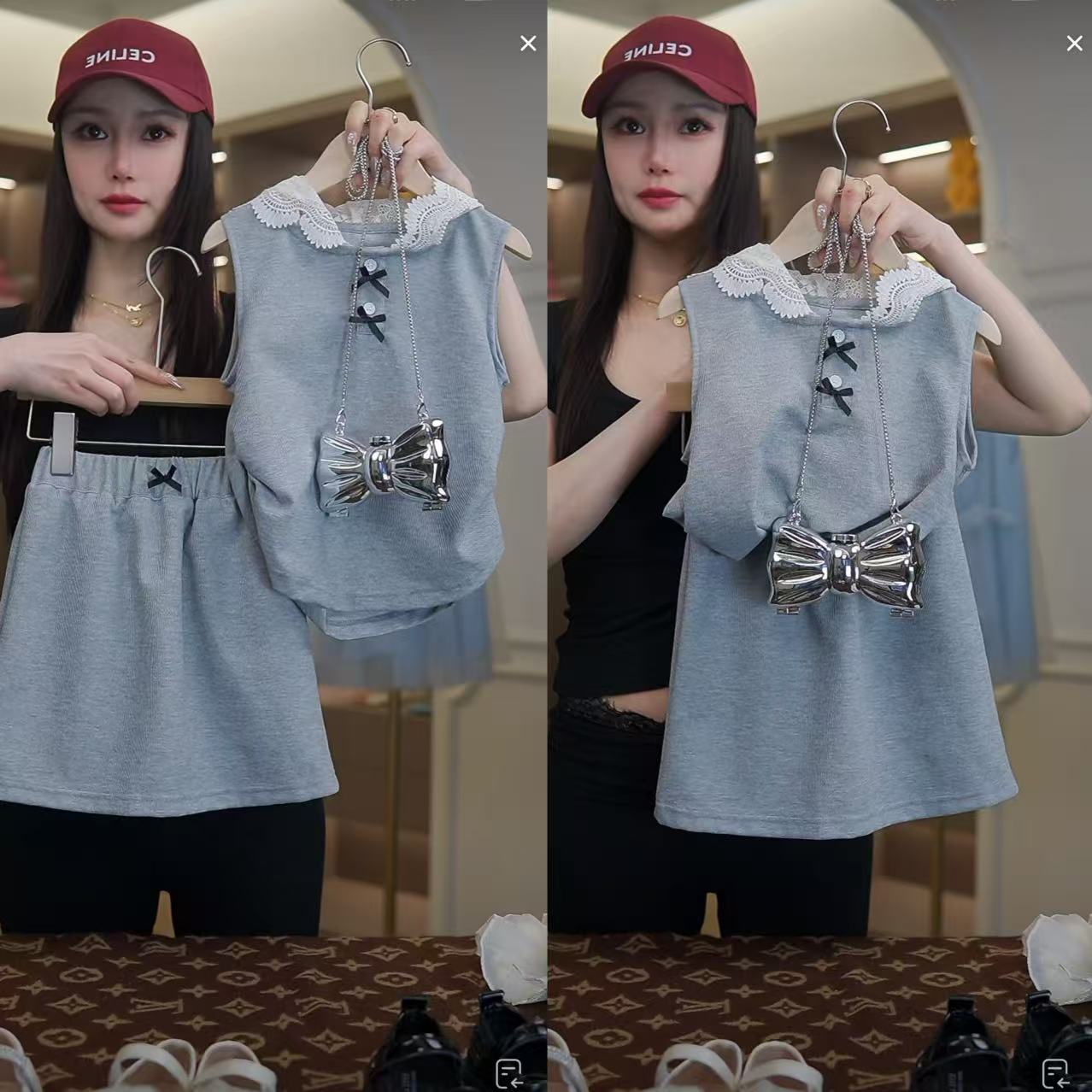 AYJ250037童装女宝宝夏季运动套装半身裙两件套