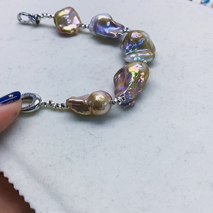 银S925镶嵌耳饰淡水珍珠